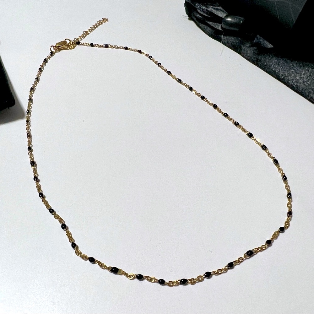 slide jewels - black and gold necklace, waterproof stainless steel gold